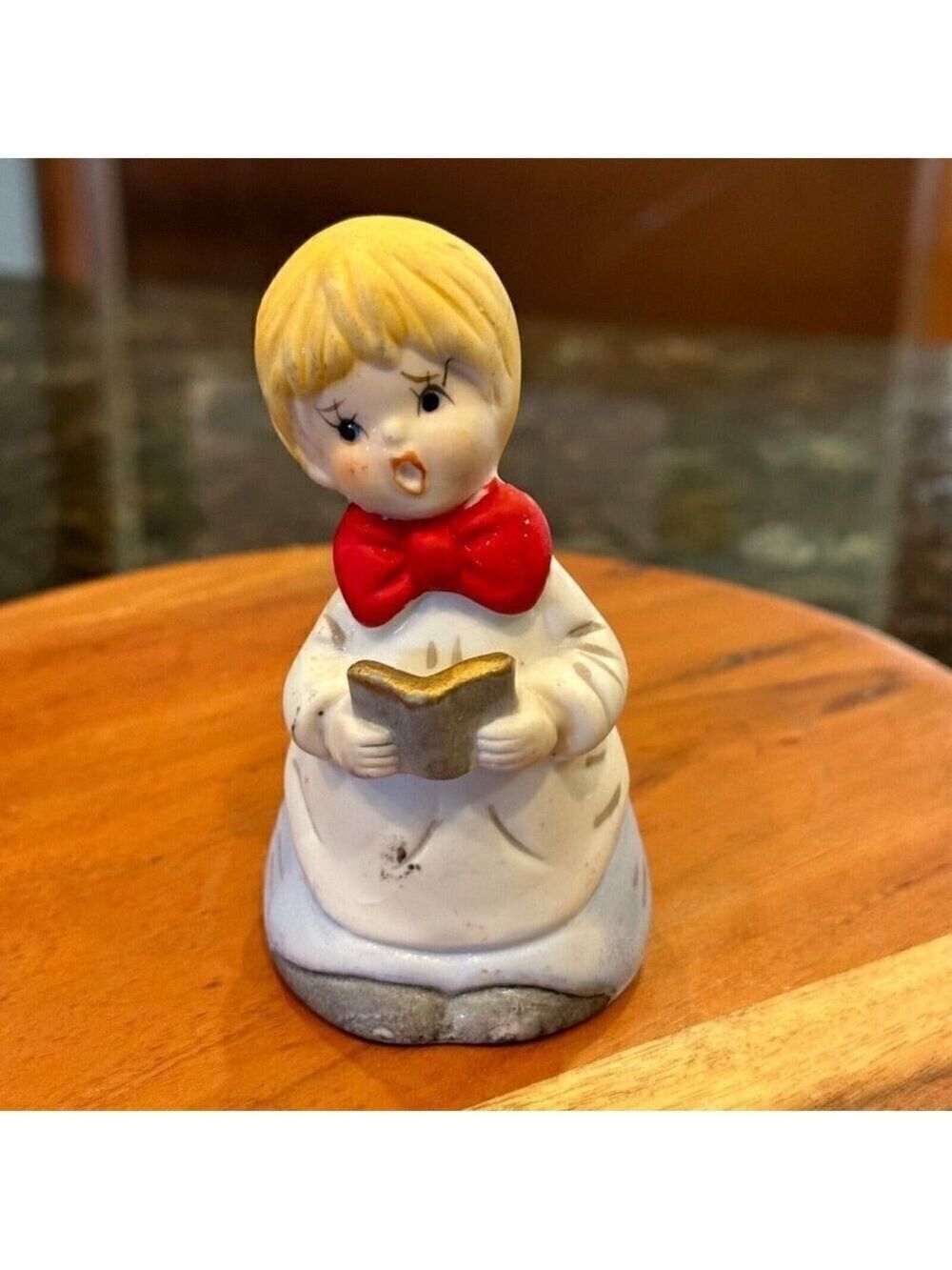 Vintage 70s Choir Boy 4 Inch Jasco Merri Bells Bisque Christmas Kitsch Holiday